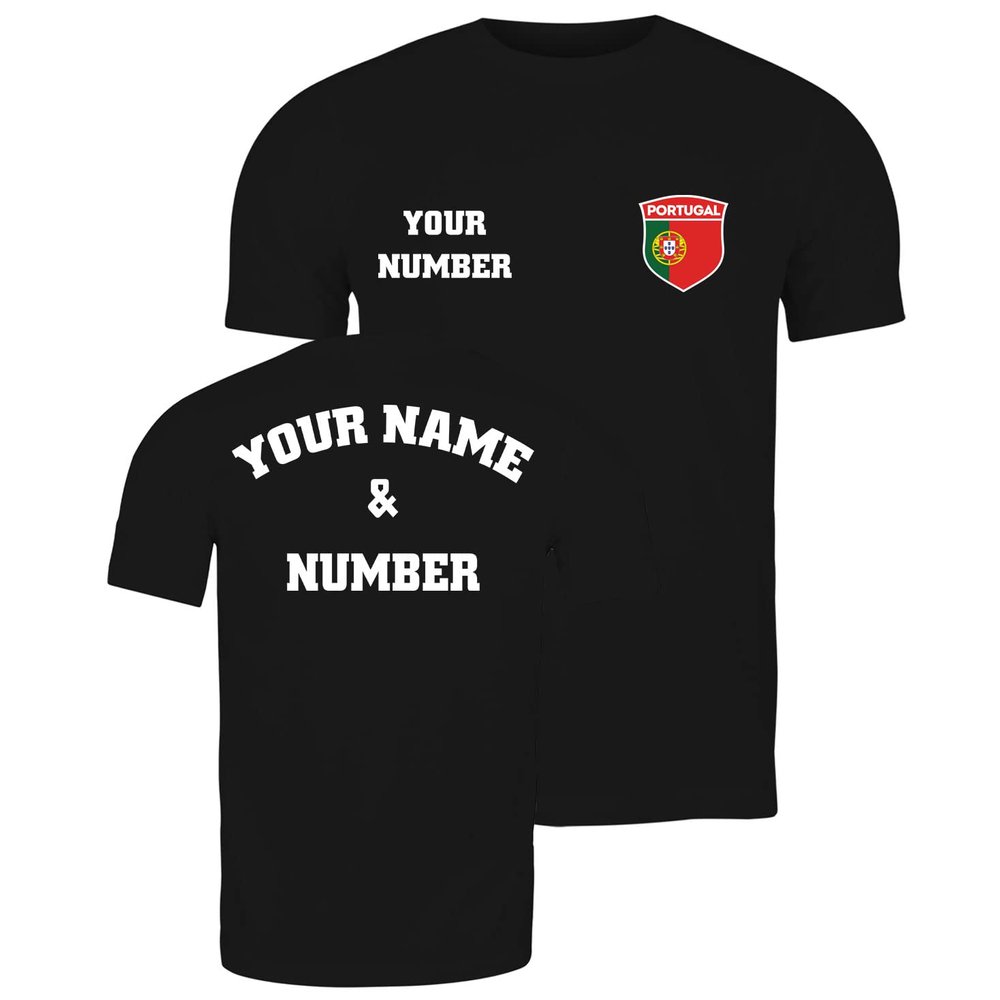 lepni.me Mens Personalised Soccer Jersey Portugal T-Shirt | Portuguese Flag Badge | European Football Championship 2024 (XL Black Multi Color)