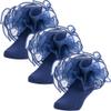 Dicry Baby Girls Double Lace Turn Cuff Socks with Big Ruffle for Toddlers and Kids (3 Pairs Blue, 1-3 Years) view 1