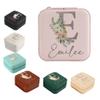 Eiennoai Personalized Jewelry Box for Women ,Custom Name Birth Flower Jewelry Box with letters,Personalized Travel Jewelry Box ,Personalized Flower Jewelry Box for Christmas Gifts view 2