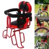 Portable Child Bicycle Seat, Soft Saddle Chair w/Foot Pedal, Front Mounted Baby Kids Safety Seat Carrier Adjusting Belt Buckle Easy Installation (red) view 1