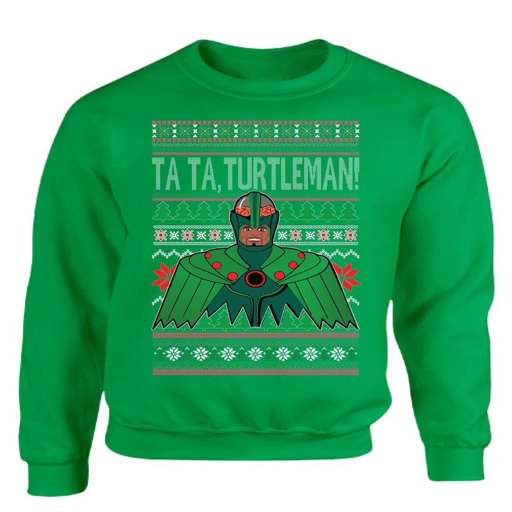 ALLNTRENDS Turtleman Its Turbo Time Ugly Christmas Sweater Xmas Party Adult Sweatshirt (4XL, Irish Green)