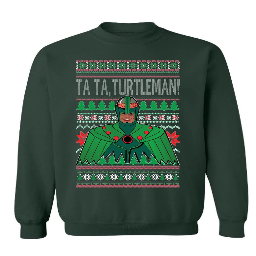 ALLNTRENDS Turtleman Its Turbo Time Ugly Christmas Sweater Xmas Party Adult Sweatshirt (S, Forest Green)