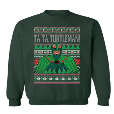 ALLNTRENDS Turtleman Its Turbo Time Ugly Christmas Sweater Xmas Party Adult Sweatshirt (2XL, Forest Green)