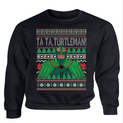 ALLNTRENDS Turtleman Its Turbo Time Ugly Christmas Sweater Xmas Party Adult Sweatshirt (XL, Black)
