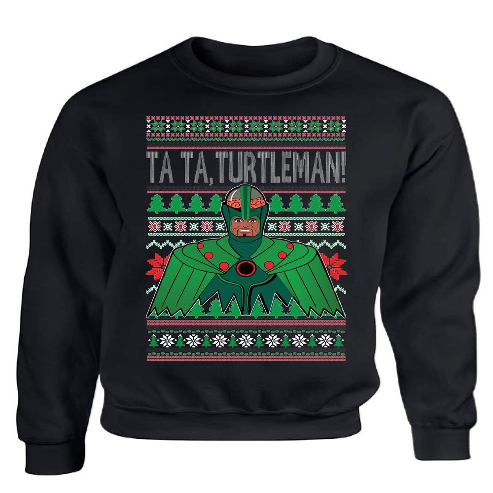 ALLNTRENDS Turtleman Its Turbo Time Ugly Christmas Sweater Xmas Party Adult Sweatshirt (XL, Black)