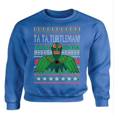 ALLNTRENDS Turtleman Its Turbo Time Ugly Christmas Sweater Xmas Party Adult Sweatshirt (2XL, Royal Blue)