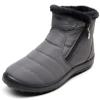 HuangTaiJi Qing Women Winter Warm Zipper Snow Ankle Booties Fur Lined Outdoor Casual Boots Shoes Grey Zipper US 5.5 view 1