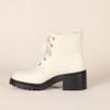 Amazon Essentials Women's Moc Toe Combat Boots, Ecru Faux Leather, 6 view 3