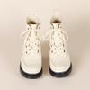 Amazon Essentials Women's Moc Toe Combat Boots, Ecru Faux Leather, 6 view 4