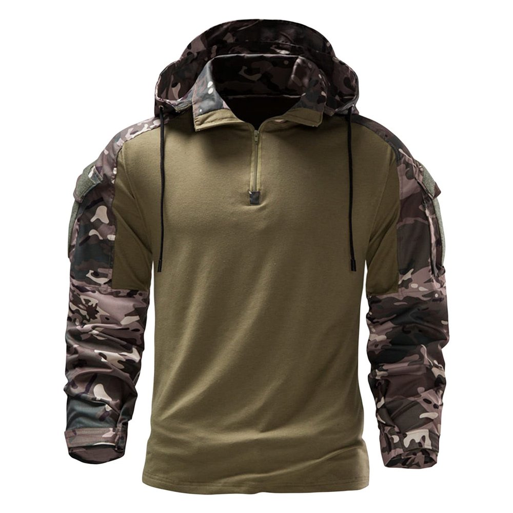 Maiyifu-GJ Tactical Shirts for Men Combat Military Long Sleeve Sweatshirt Lightweight 1/4 Zip Outdoor Army Pullover Shirts (Armygreen,Large)