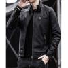 Maiyifu-GJ Men's Pu Lightweight Stand Collar Jacket Faux Leather Winter Slim Fit Jacket Vintage Motorcycle Windbreaker Coats (Black,Large) view 2