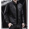 Maiyifu-GJ Men's Pu Lightweight Stand Collar Jacket Faux Leather Winter Slim Fit Jacket Vintage Motorcycle Windbreaker Coats (Black,Large) view 3