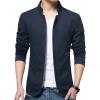 Men's Vintage Zip Up Suit Jacket Stand Collar Slim Fit Sport Coat Casual Retro Washed Lightweight Blazer (Dark Blue,4X-Large) view 1