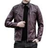 Maiyifu-GJ Men's Pu Lightweight Stand Collar Jacket Faux Leather Winter Slim Fit Jacket Vintage Motorcycle Windbreaker Coats (Red,XX-Large) view 1