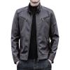 Maiyifu-GJ Men's Pu Lightweight Stand Collar Jacket Faux Leather Winter Slim Fit Jacket Vintage Motorcycle Windbreaker Coats (Brown,XX-Large) view 1