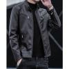 Maiyifu-GJ Men's Pu Lightweight Stand Collar Jacket Faux Leather Winter Slim Fit Jacket Vintage Motorcycle Windbreaker Coats (Brown,XX-Large) view 2