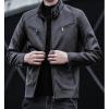 Maiyifu-GJ Men's Pu Lightweight Stand Collar Jacket Faux Leather Winter Slim Fit Jacket Vintage Motorcycle Windbreaker Coats (Brown,XX-Large) view 3