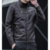 Maiyifu-GJ Men's Pu Lightweight Stand Collar Jacket Faux Leather Winter Slim Fit Jacket Vintage Motorcycle Windbreaker Coats (Brown,Medium) view 4