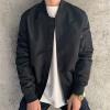 Maiyifu-GJ Men's Lightweight Flight Jacket Spring Casual Softshell Bomber Coat Outwear Vintage Full-Zip Military Windbreaker (Black,4X-Large) view 3