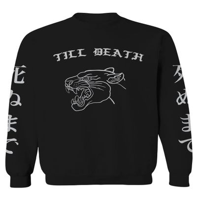 0521. Japanese Dark Style Puma dope Graphic Till Death Streetwear Gothic Society Men's Crewneck Sweatshirt (Black Medium)