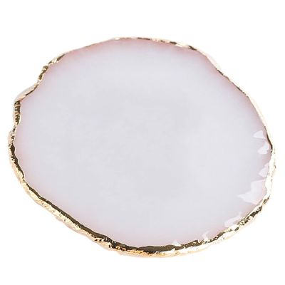Alipis Ceramic Holder Decoration Trinket Organizer Rings with Agate Circle Display Tray Decorative Bracelet Rim Jewelry White Necklace for Storage Plate Dish Gold