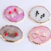 Alipis Ceramic Holder Decoration Trinket Organizer Rings with Agate Circle Display Tray Decorative Bracelet Rim Jewelry White Necklace for Storage Plate Dish Gold view 3
