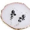 Alipis Ceramic Holder Decoration Trinket Organizer Rings with Agate Circle Display Tray Decorative Bracelet Rim Jewelry White Necklace for Storage Plate Dish Gold view 4