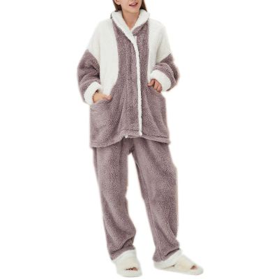 tuduoms Women's Fuzzy Pajama Sets 2 Piece Pjs Cozy Fleece Oversized Pullover Pants Sets Fluffy Sleepwear Soft Warm Lounge Set Purple