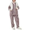 tuduoms Women's Fuzzy Pajama Sets 2 Piece Pjs Cozy Fleece Oversized Pullover Pants Sets Fluffy Sleepwear Soft Warm Lounge Set Purple view 1