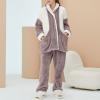 tuduoms Women's Fuzzy Pajama Sets 2 Piece Pjs Cozy Fleece Oversized Pullover Pants Sets Fluffy Sleepwear Soft Warm Lounge Set Purple view 2