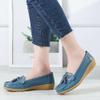 Women's Genuine Leather Platform Loafers Classic Casual Comfort Slip-On Shoes Soft Sole Dress Shoes,Light Blue EU42=9.5 M US view 2