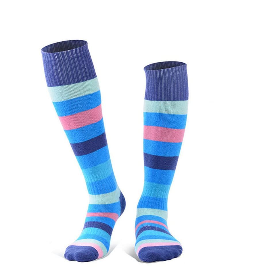 Kids Winter Warm Skiing Sock Boys Girls Long Striped Thermal Sock for Roller Skating Snowboarding Chlid Snow Sport Socks (F, M)