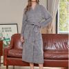 Unisex Soft Terry Robe Womens Mens Lightweight Long Bathrobe Cotton Shower Housecoat Comfy Sleepwear Spa Long Robe view 3
