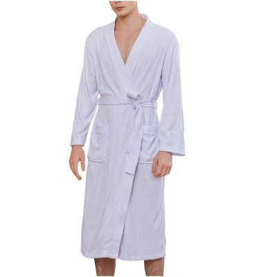 Uillui Unisex Soft Terry Robe Womens Mens Lightweight Long Bathrobe Cotton Shower Housecoat Comfy Sleepwear Spa Long Robe
