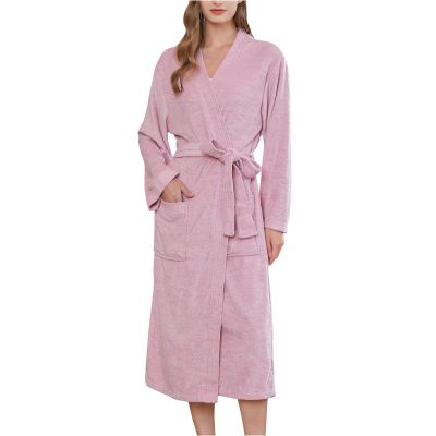 Uillui Unisex Soft Terry Robe Womens Mens Lightweight Long Bathrobe Cotton Shower Housecoat Comfy Sleepwear Spa Long Robe
