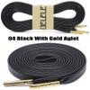 DELELE Flat PU Leather Laces: Waterproof Shoelaces for Sneakers Boot 2 Pair Black With Gold Aglet 63 inch view 2