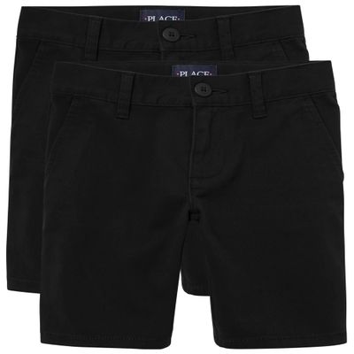 The Children's Place Girls Chino Shorts, 2 Pack, Black 2 Pack, 18 US