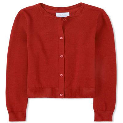 The Children's Place Girls Solid Cardigan Sweater, Ruby Single, Medium US