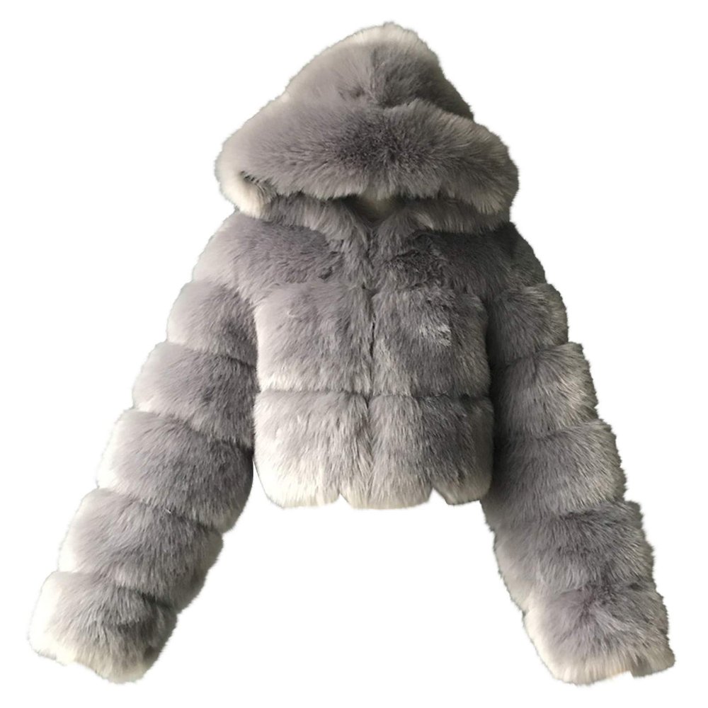 TIMIFIS Plus Size Fur Coat for Women Winter Fleece Jackets with Hood Thicken Warm Cardigan Fleeced Lined Overcoats