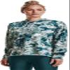 Under Armour - Womens Rival Terry Print Crew Long-Sleeve T-Shirt, Color Opal Green/White (781), Size: Medium view 1