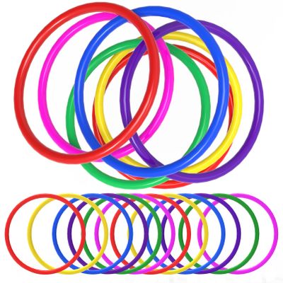 24 PCS Plastic Toss Rings,Ring Toss Game for Kids,Outdoor Toss Rings for Speed and Agility Practice Training Games,Multicolor Training Rings Carnival Rings Garden Backyard Outdoor Games (5 inch)