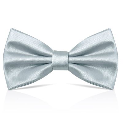PAFUWEI Men's Pre-Tied Bow Tie, Tux Bowtie Solid Color Neck Bow Ties Adjustable Length Formal Satin Bow Tie for Wedding Party (Polyester, Silver)