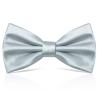 PAFUWEI Men's Pre-Tied Bow Tie, Tux Bowtie Solid Color Neck Bow Ties Adjustable Length Formal Satin Bow Tie for Wedding Party (Polyester, Silver) view 1