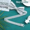 PAFUWEI Men's Pre-Tied Bow Tie, Tux Bowtie Solid Color Neck Bow Ties Adjustable Length Formal Satin Bow Tie for Wedding Party (Polyester, Silver) view 4