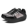 HINDOLA Women's Walking Shoes Sequin Lightweight Non Slip Tennis Sneakers Comfort Wedge Platform Athletic Running Shoes Black view 1