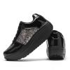 HINDOLA Women's Walking Shoes Sequin Lightweight Non Slip Tennis Sneakers Comfort Wedge Platform Athletic Running Shoes Black view 2