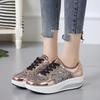 HINDOLA Women's Walking Shoes Sequin Lightweight Non Slip Tennis Sneakers Comfort Wedge Platform Athletic Running Shoes Gold view 4