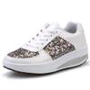 HINDOLA Women's Walking Shoes Sequin Lightweight Non Slip Tennis Sneakers Comfort Wedge Platform Athletic Running Shoes White view 1