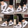 HINDOLA Women's Walking Shoes Sequin Lightweight Non Slip Tennis Sneakers Comfort Wedge Platform Athletic Running Shoes White view 3