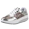 HINDOLA Women's Walking Shoes Sequin Lightweight Non Slip Tennis Sneakers Comfort Wedge Platform Athletic Running Shoes Silver view 1